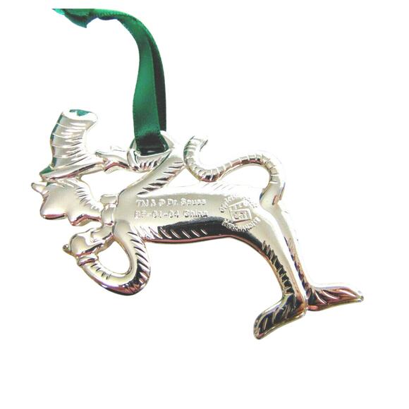 Silver Plate Dr Suess Christmas Ornaments Mischievous Cat In Hat Tree New In Box - Picture 3 of 4